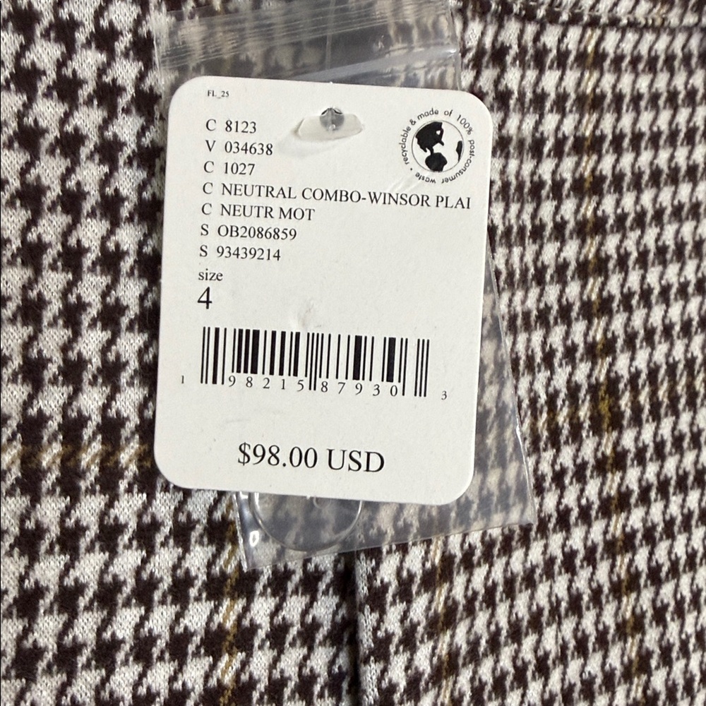 Free People NWT Molly Houndstooth plaid trousers pants size 4 - Picture 4 of 9